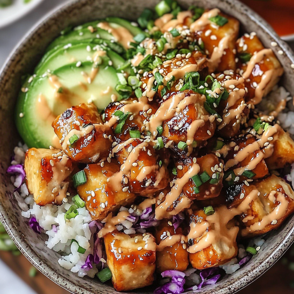 Recipe preparation for Bang Bang Chicken Bowl