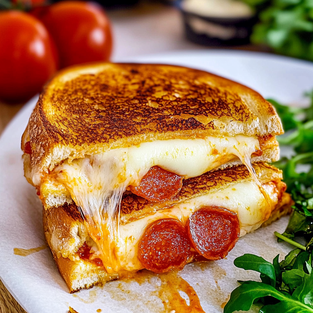 Recipe preparation for Garlic Parmesan Pizza Grilled Cheese