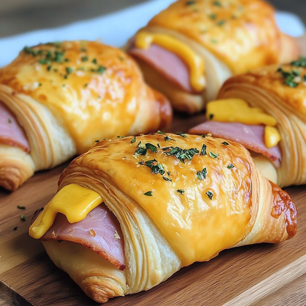 Recipe preparation for Ham And Cheddar Crescent Roll-Ups