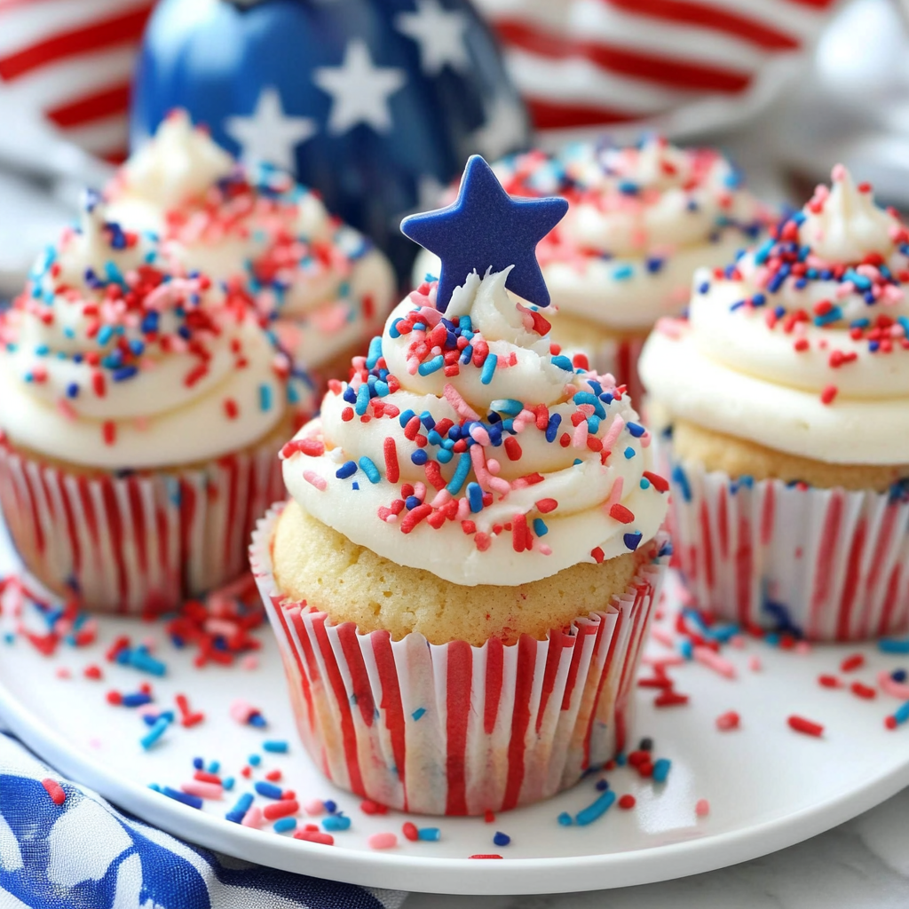 Recipe preparation for 4th of July Funfetti Cupcakes