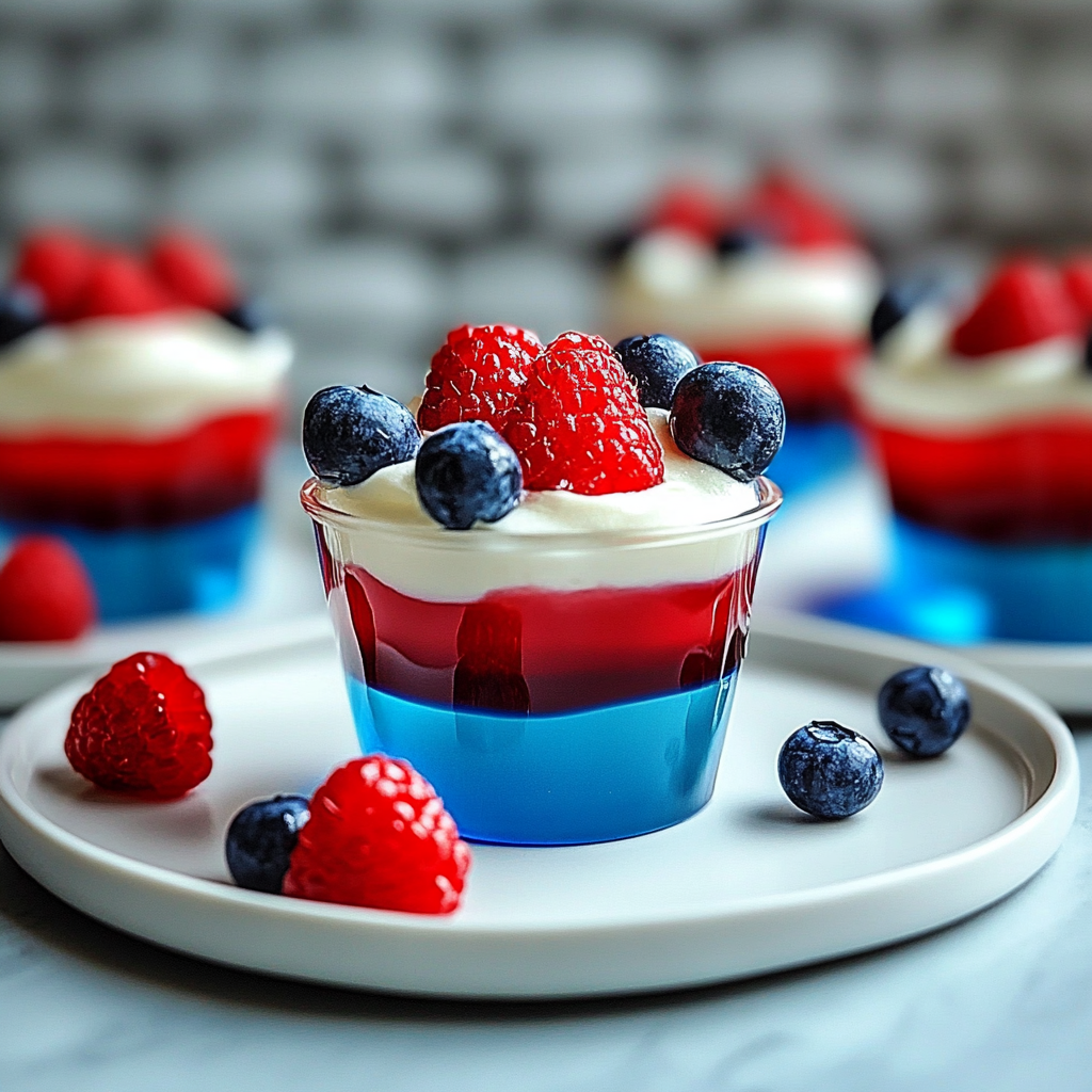 Recipe preparation for Red, White, and Blue Jello Cups