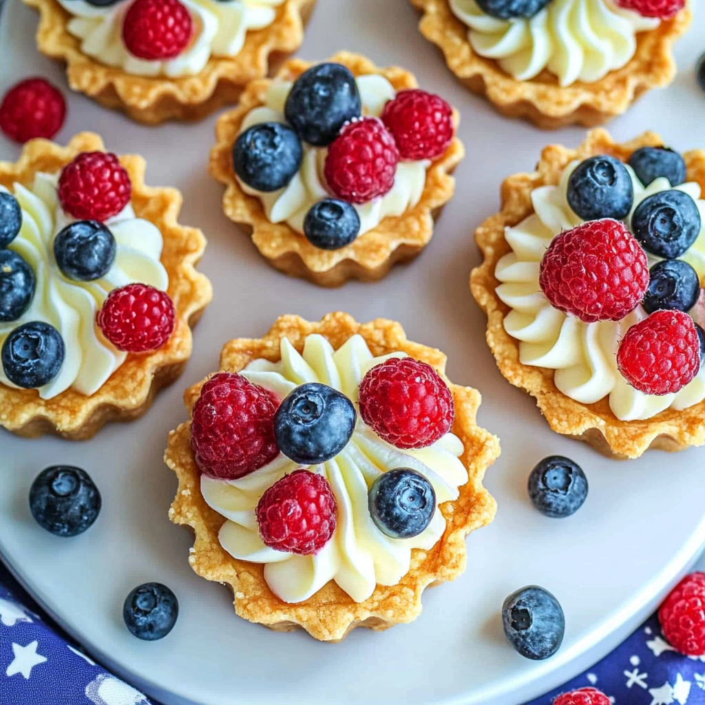 Recipe preparation for No-Bake 4th of July Fruit Tartlets
