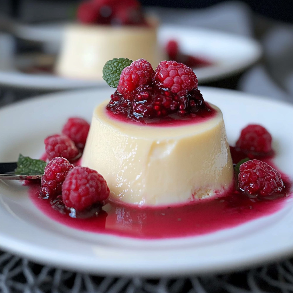 Recipe preparation for White Chocolate and Rasberry Panna Cotta