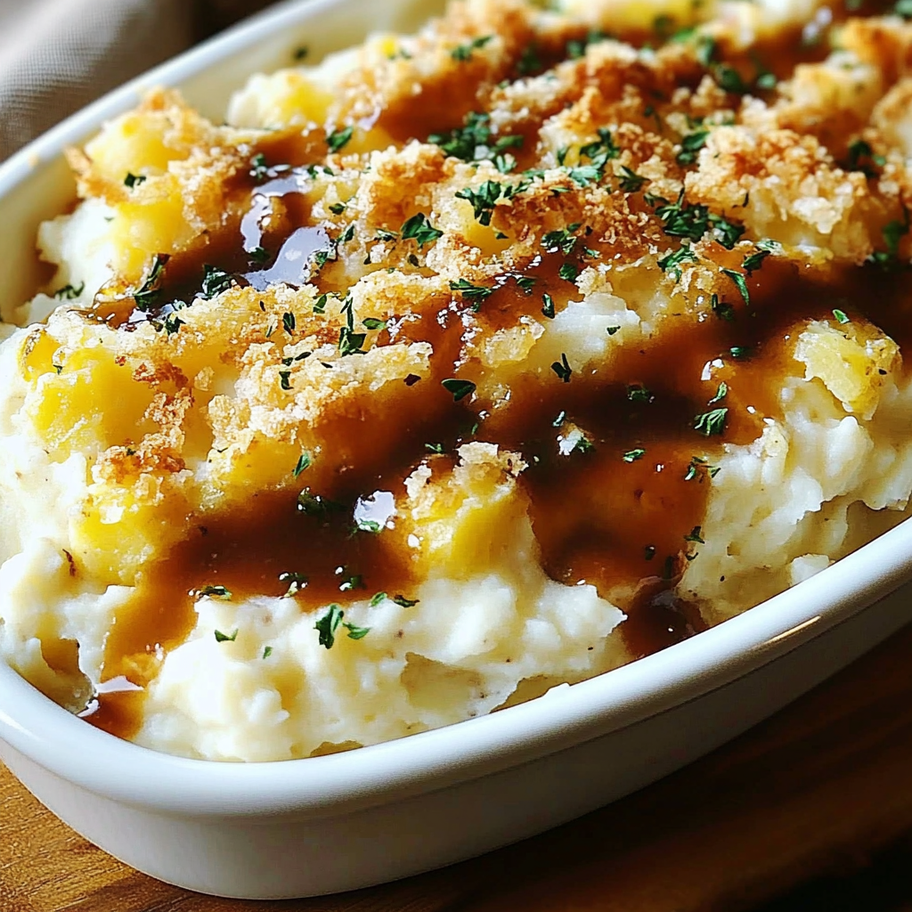 Recipe preparation for Mashed Potato Casserole with Chicken