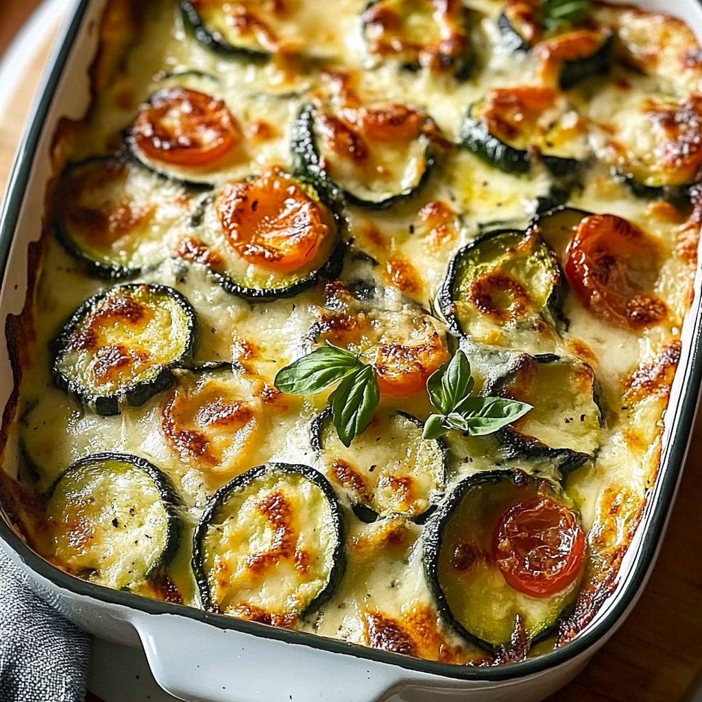 Recipe preparation for Baked Zucchini and Cheese