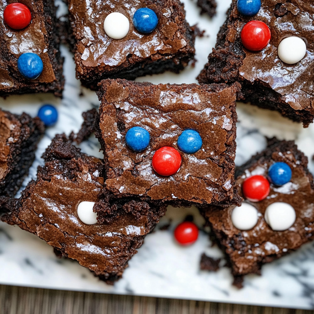 Recipe preparation for 4th of July Gooey Brownies