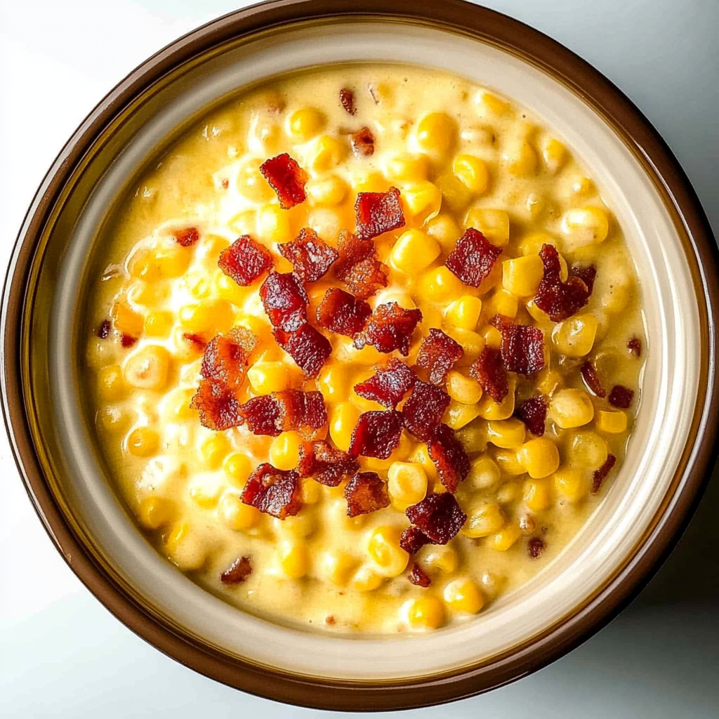 Recipe preparation for Slow Cooker Cheddar Corn with Bacon