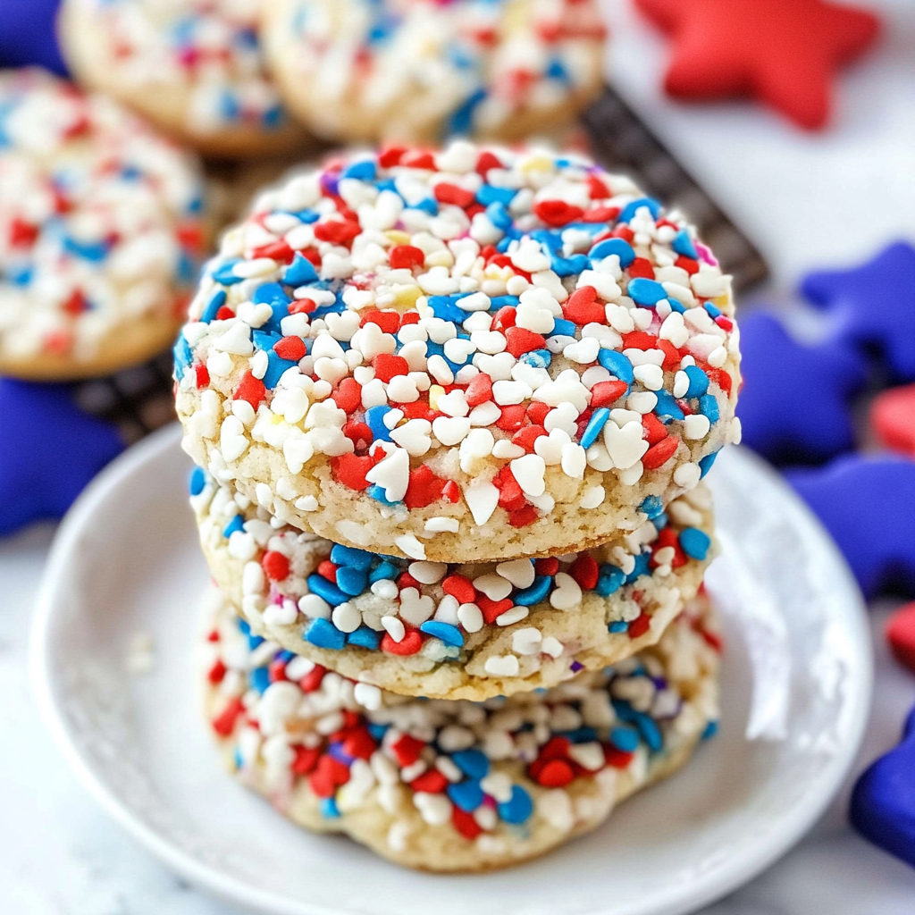 Recipe preparation for 4th of July Sprinkle Cake Mix Cookies