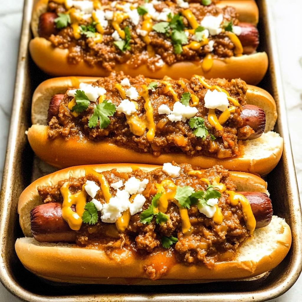 Recipe preparation for Chili Cheese Dogs