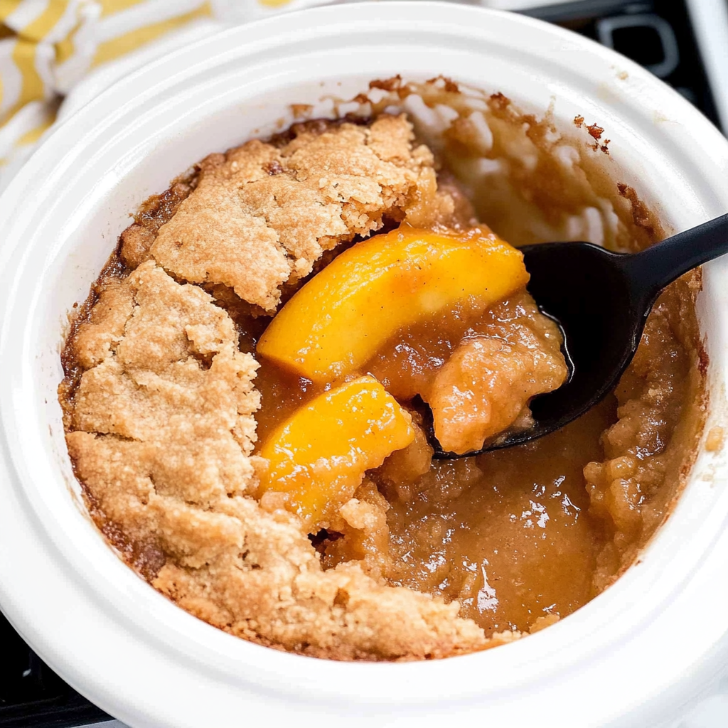 Recipe preparation for Crock Pot Peach Cobbler