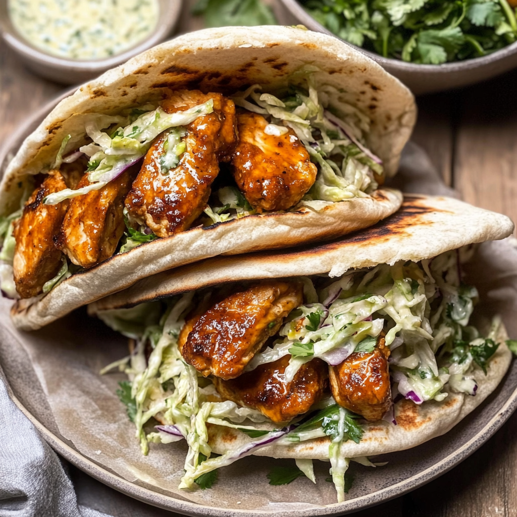 Recipe preparation for Sheet Pan Chicken Pitas with Herby Ranch Slaw