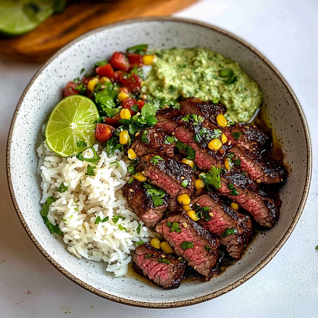 Recipe preparation for Cilantro Lime Steak Bowls