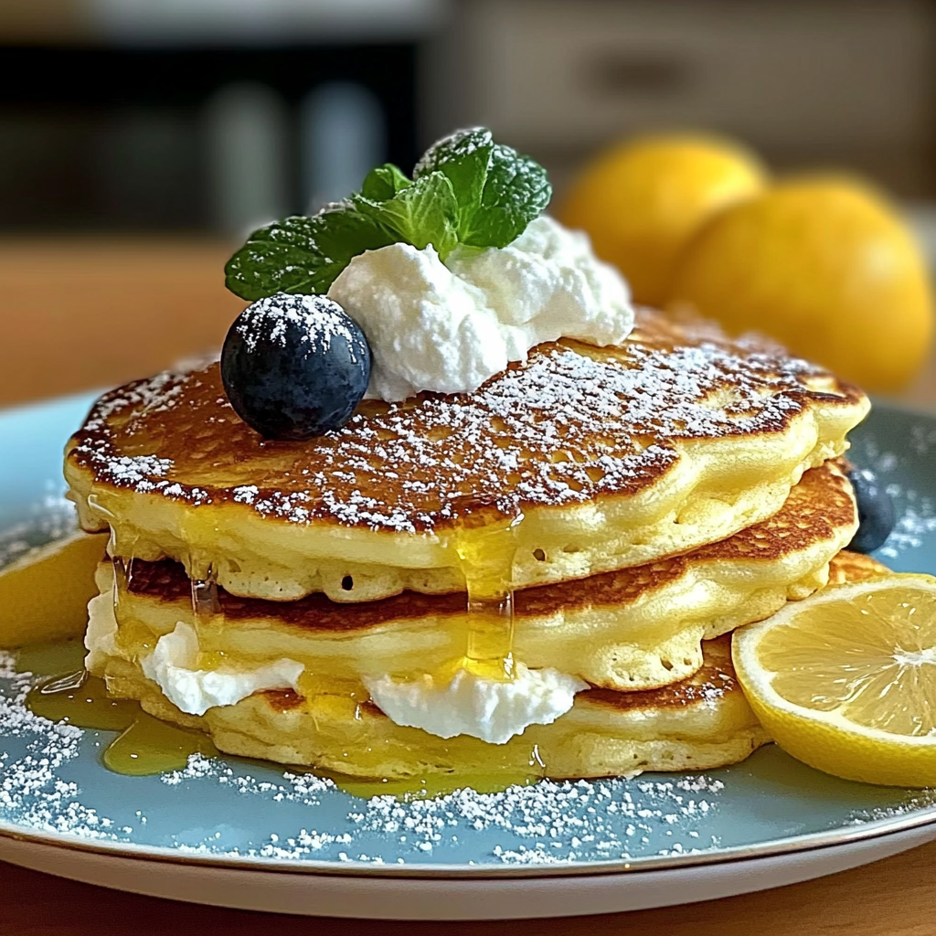 Recipe preparation for Lemon Ricotta Pancakes