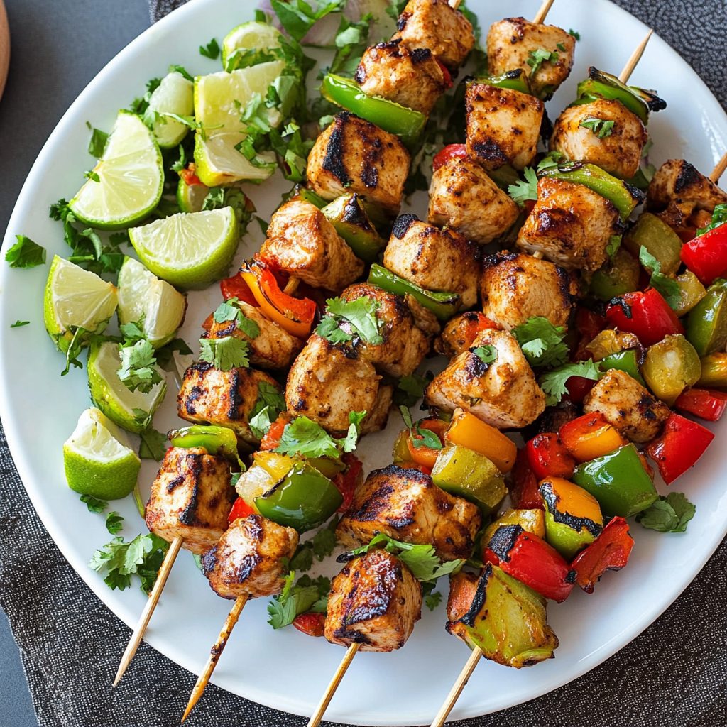 Recipe preparation for Fajita Chicken Kabobs