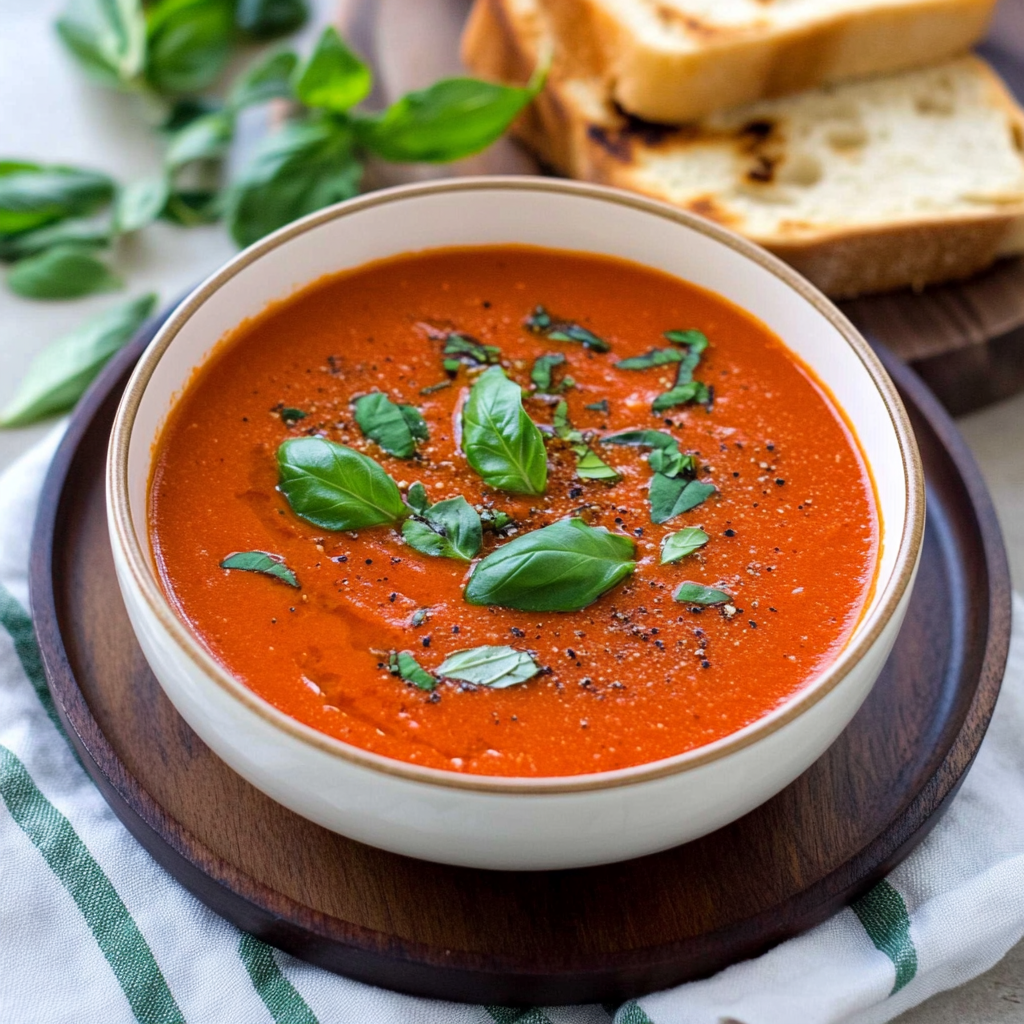 Recipe preparation for Roasted Tomato Basil Soup