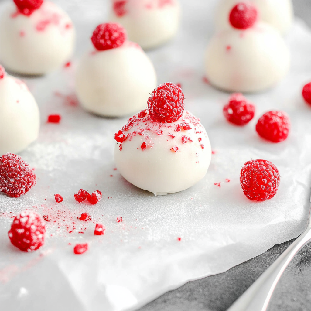 Recipe preparation for White Chocolate Raspberry Truffles
