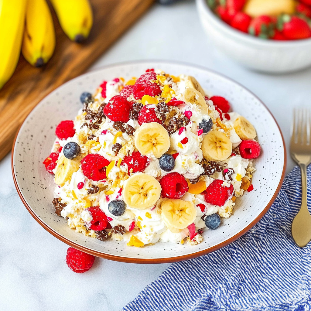 Recipe preparation for Banana Split Fluff Salad