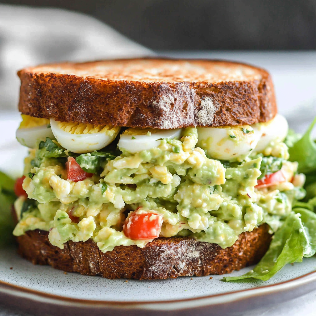 Recipe preparation for Avocado Egg Salad Sandwich