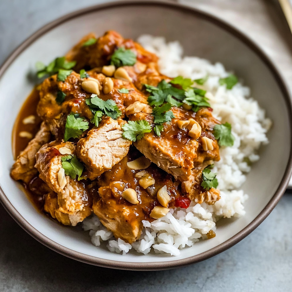 Recipe preparation for Slow Cooker Peanut Chicken Recipe