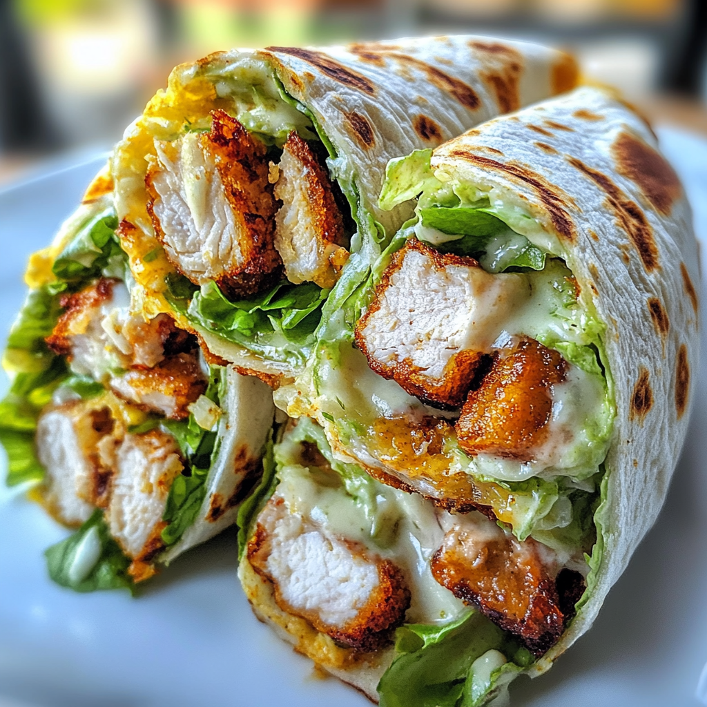 Recipe preparation for Chicken Caesar Salad Wrap