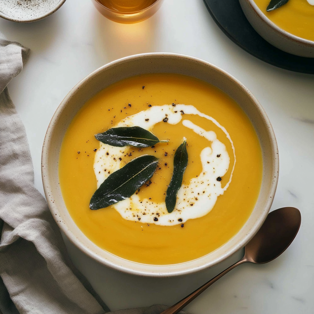 Recipe preparation for Creamy Honey Roasted Acorn Squash Soup