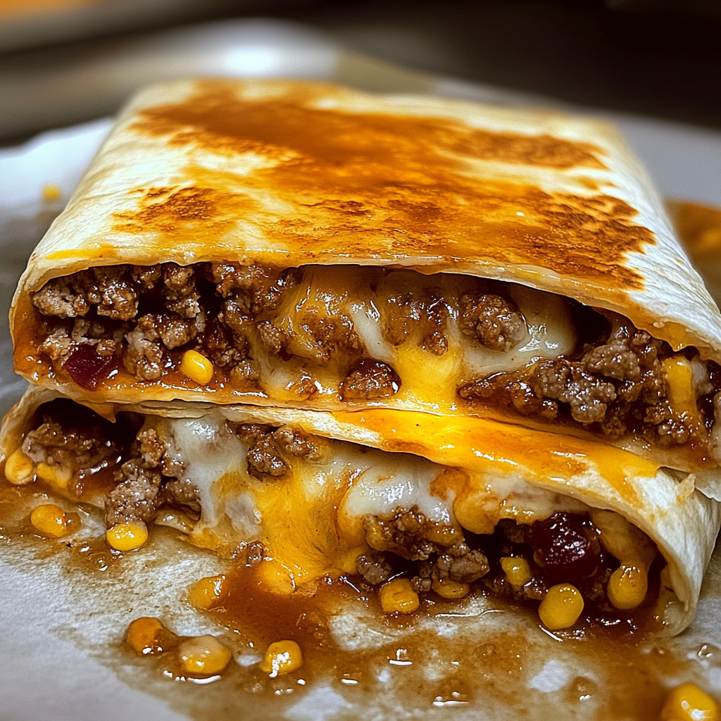 Recipe preparation for Cheesy Grilled Cheese Burrito