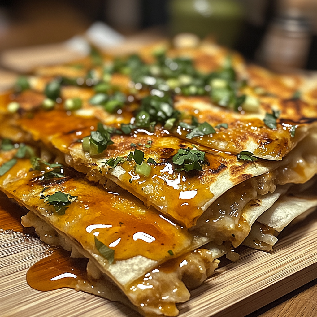Recipe preparation for Hot Honey Chicken Quesadillas