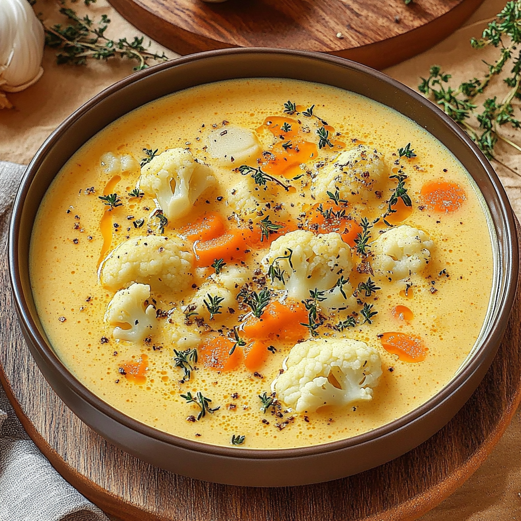 Recipe preparation for Cauliflower Cheddar Vegetable Soup