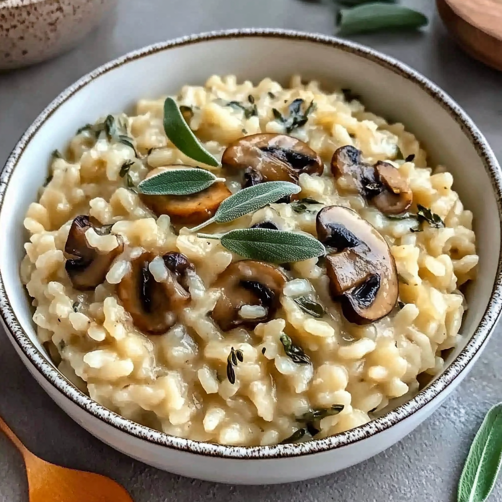 Recipe preparation for Mushroom Sage Risotto