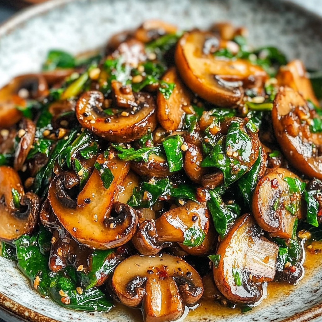 Recipe preparation for Sauteed Mushrooms Spinach