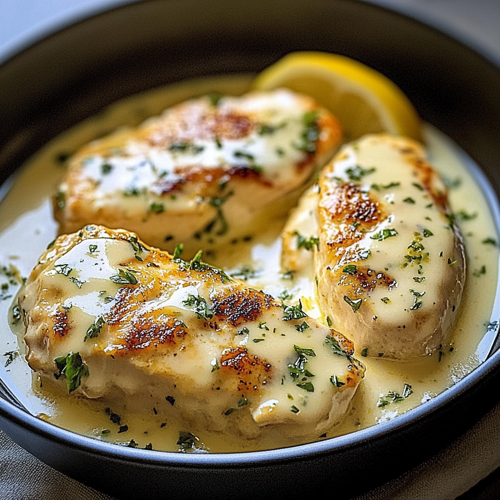Recipe preparation for Creamy Lemon Chicken Parmesan