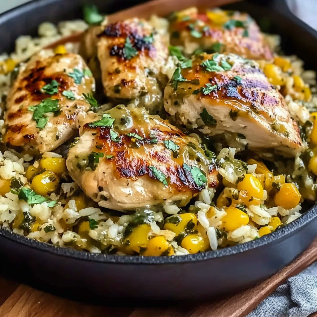 Recipe preparation for Tender Salsa Verde Chicken and Rice