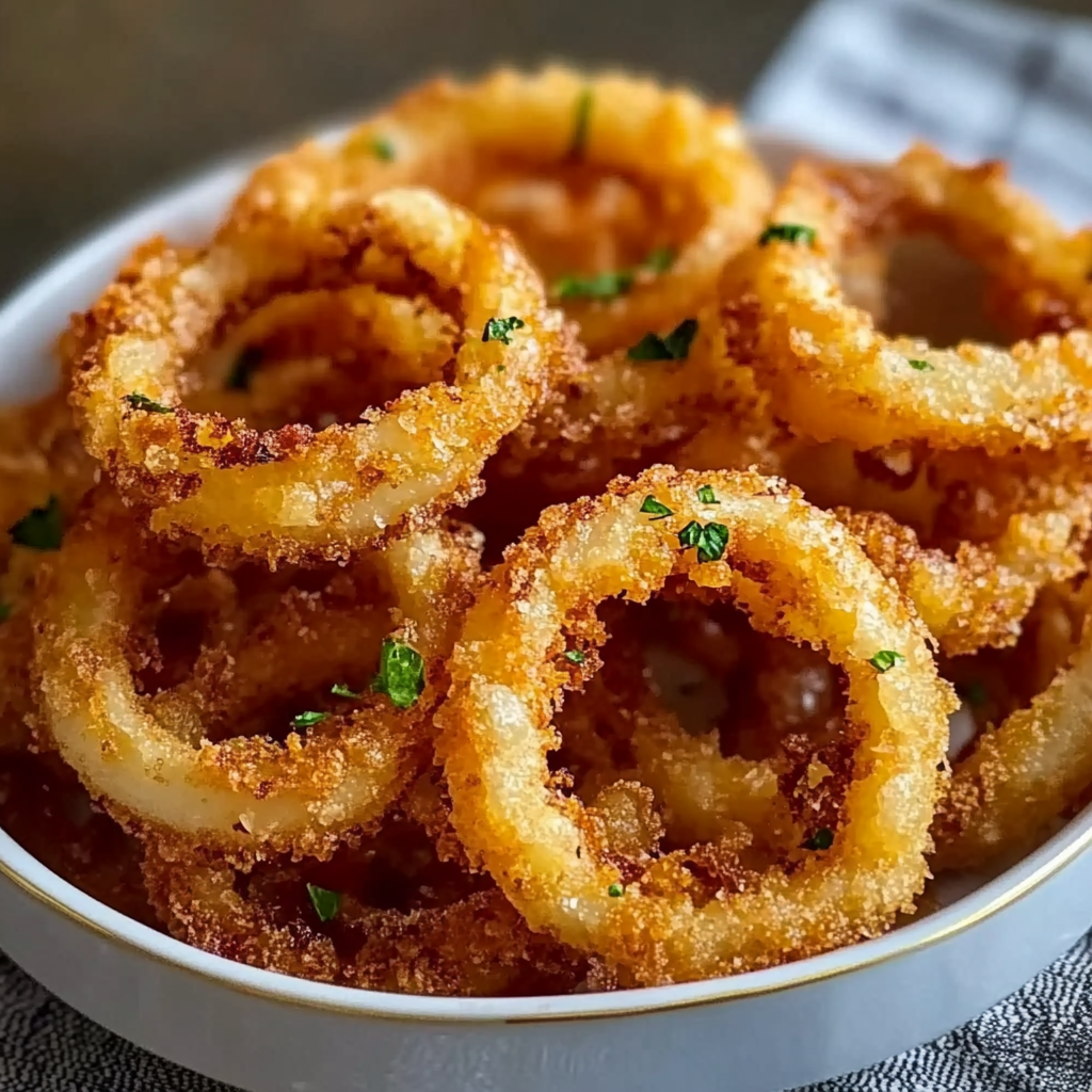 Recipe preparation for Crispy Homemade Onion Rings