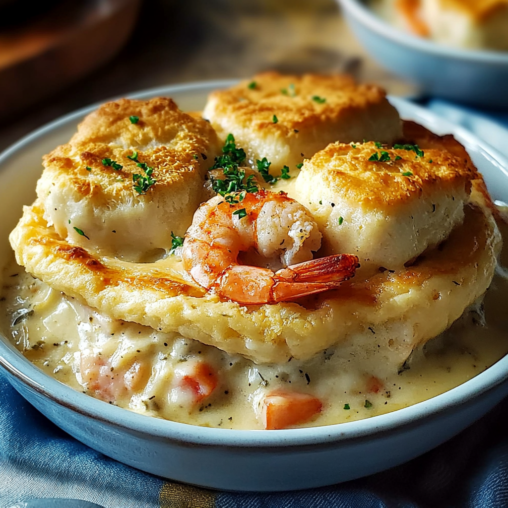 Recipe preparation for Cheddar Bay Seafood Pie