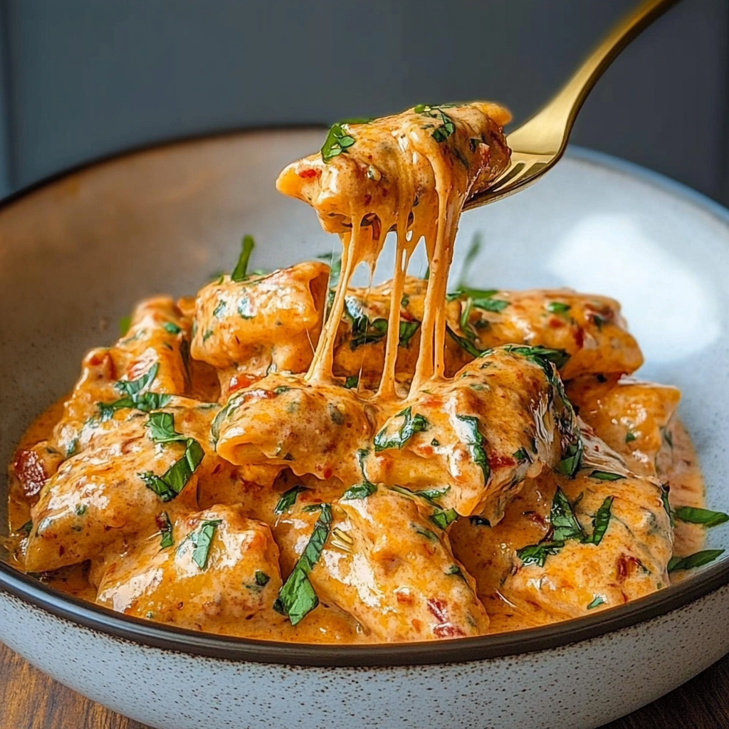 Recipe preparation for Creamy Tomato Garlic Pasta