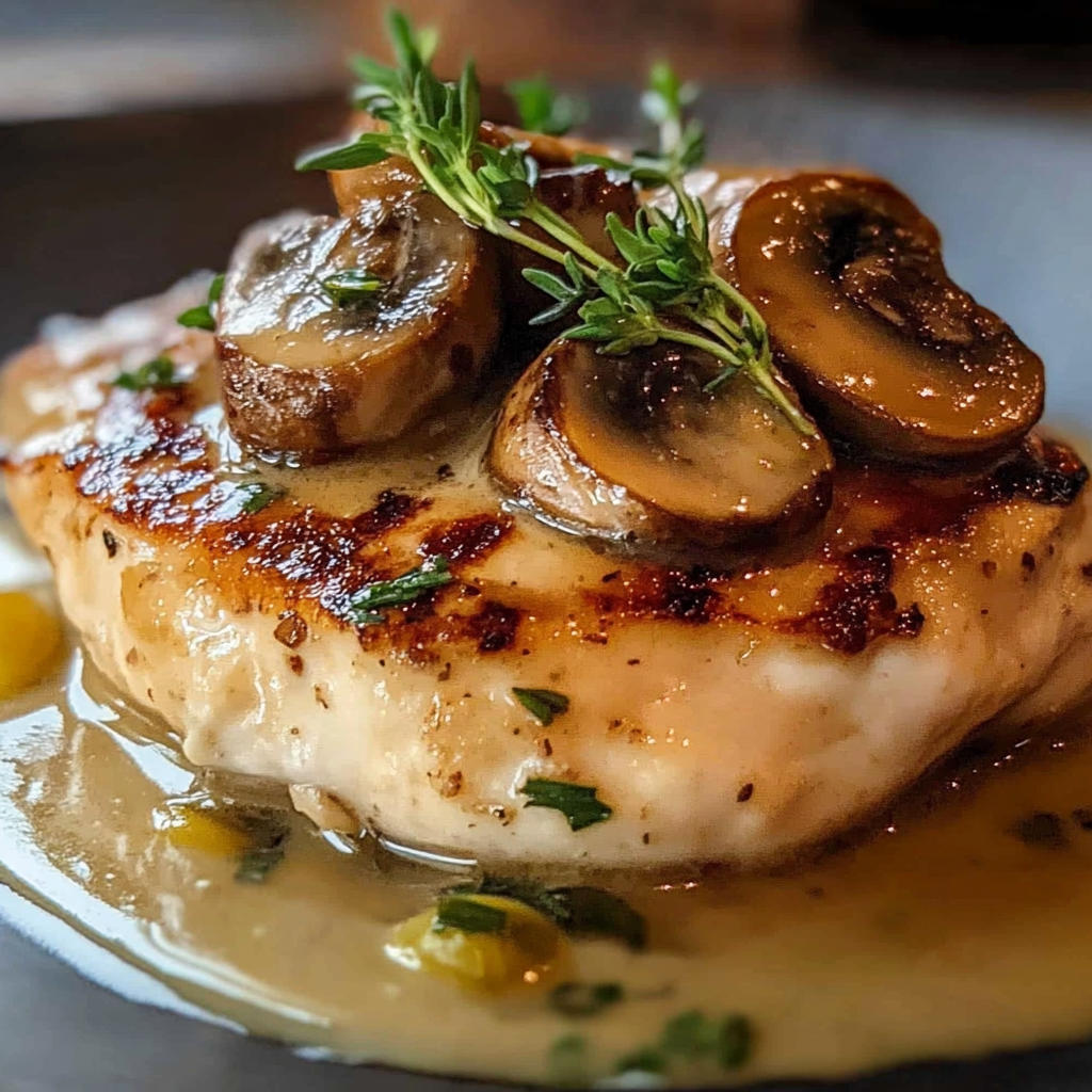 Recipe preparation for Creamy Mushroom Chicken Gloria