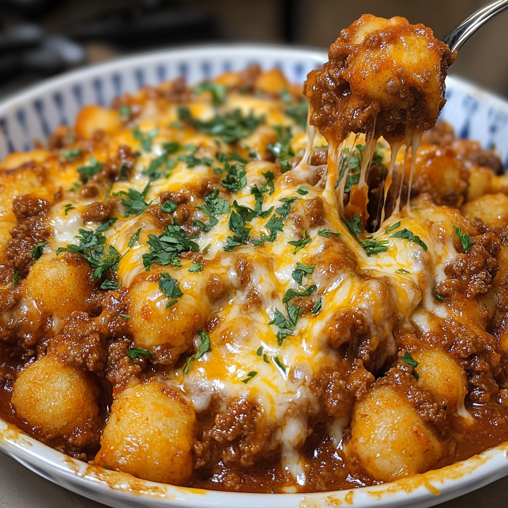 Recipe preparation for Sloppy Joe Tater Tot Casserole
