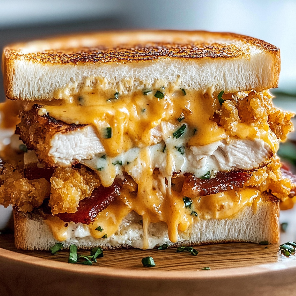 Recipe preparation for Cheddar Bacon Ranch Chicken Melt