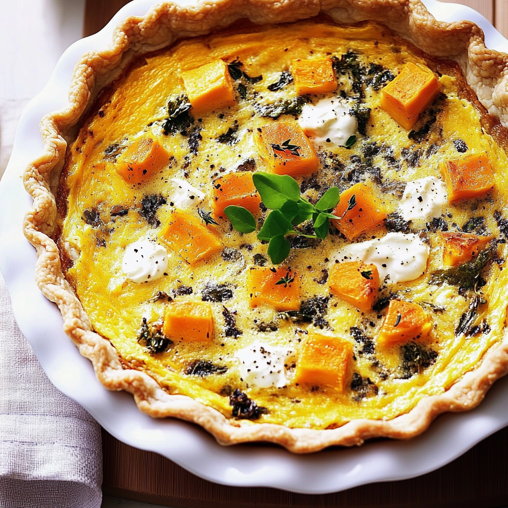 Recipe preparation for Butternut Squash Quiche