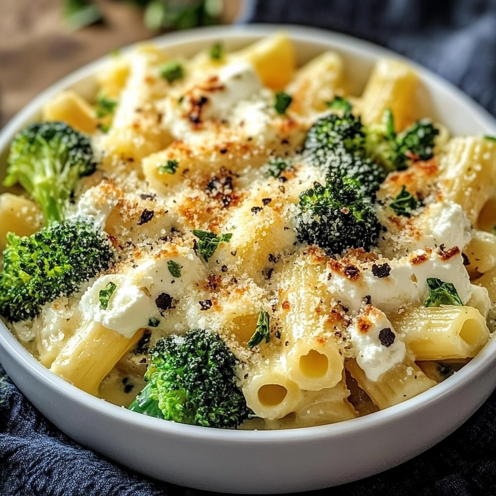 Recipe preparation for Baked Feta Broccoli Pasta