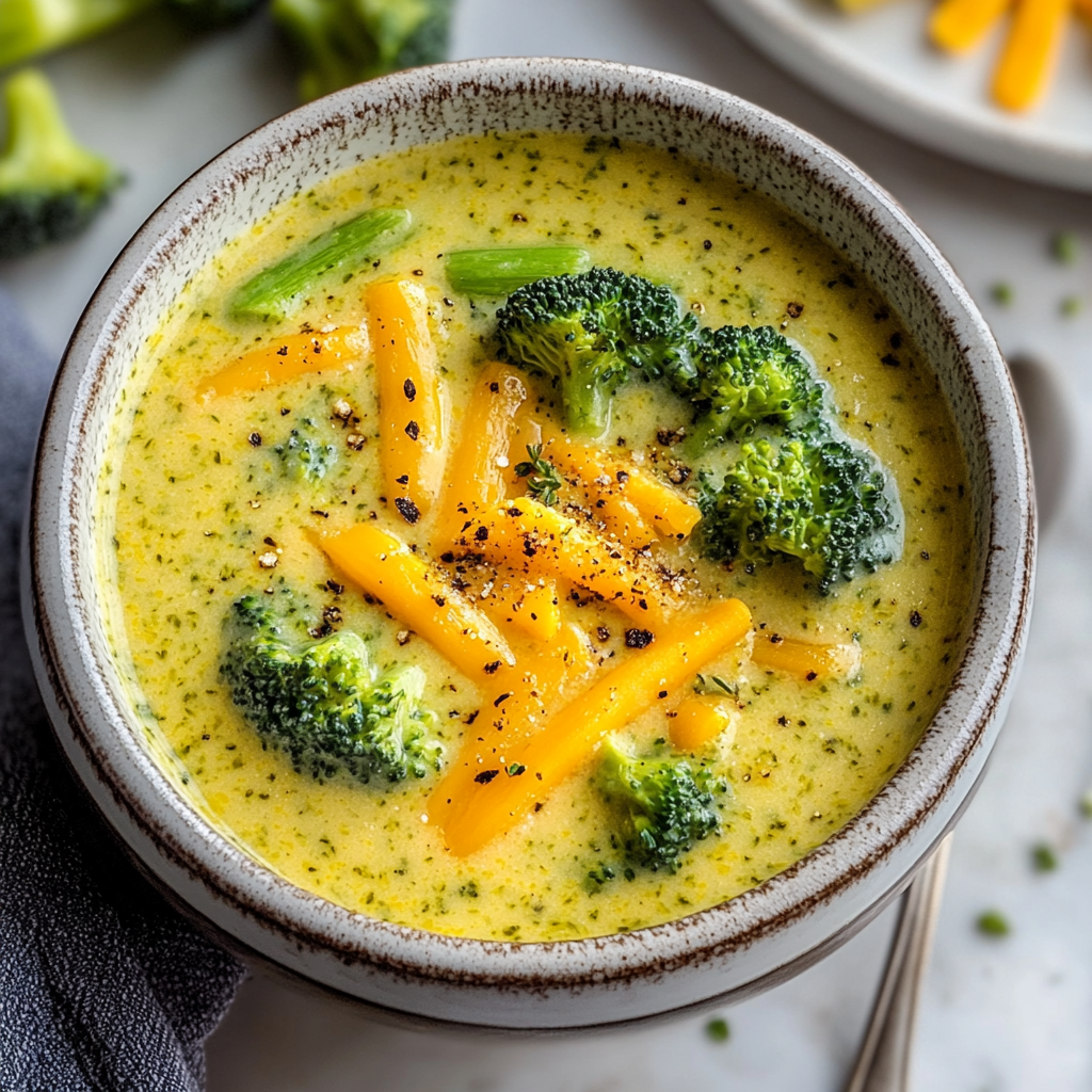 Recipe preparation for Creamy Broccoli Cheddar Soup