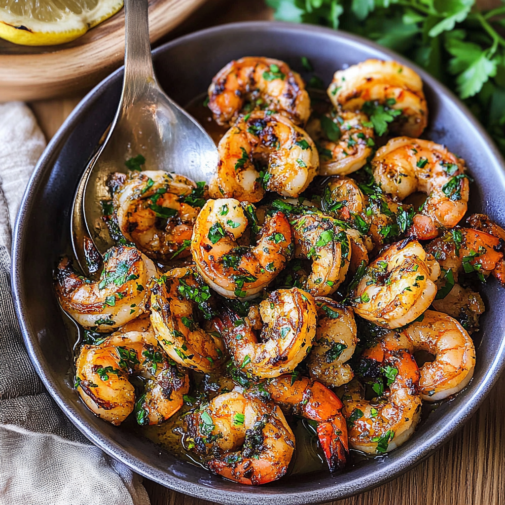 Recipe preparation for Pan Seared Chimichurri Shrimp