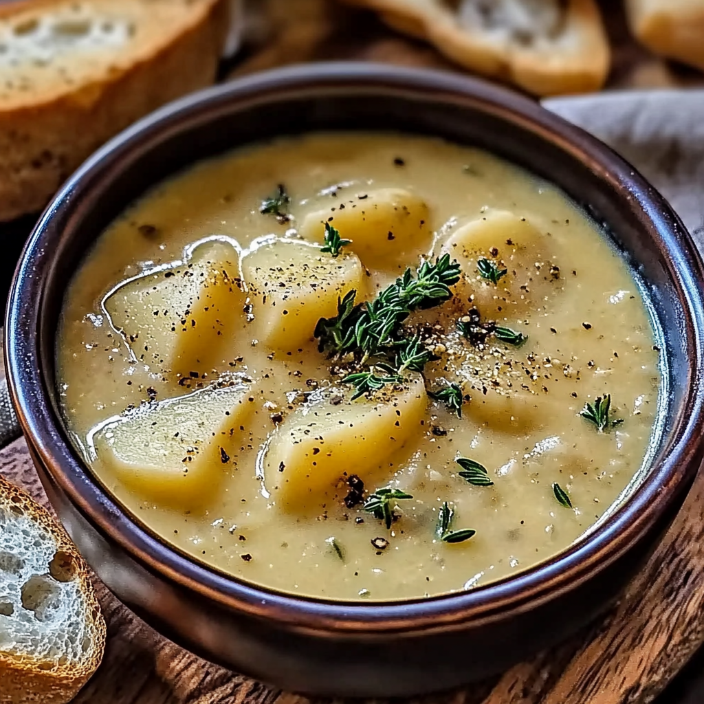 Recipe preparation for Hearty Cheddar Garlic Herb Potato Soup Recipe