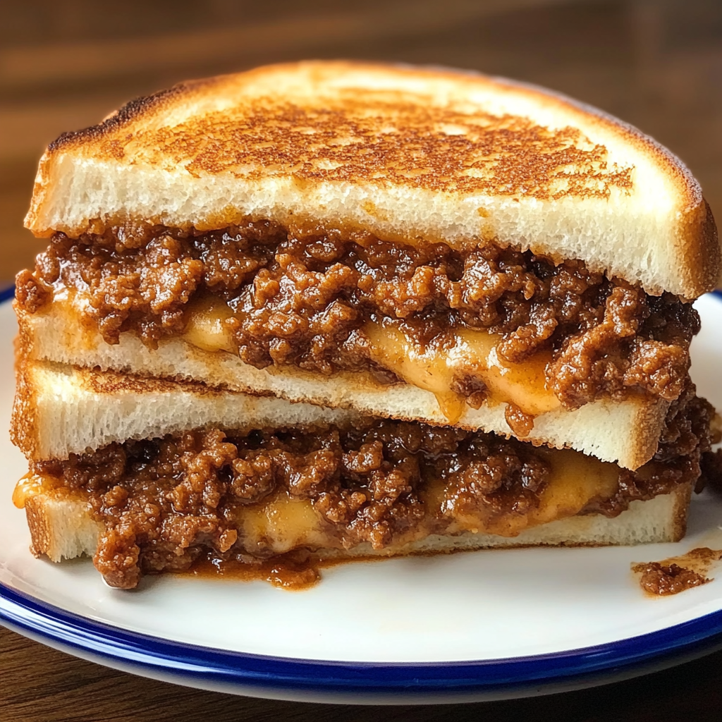 Recipe preparation for Sloppy Joe Grilled Cheese