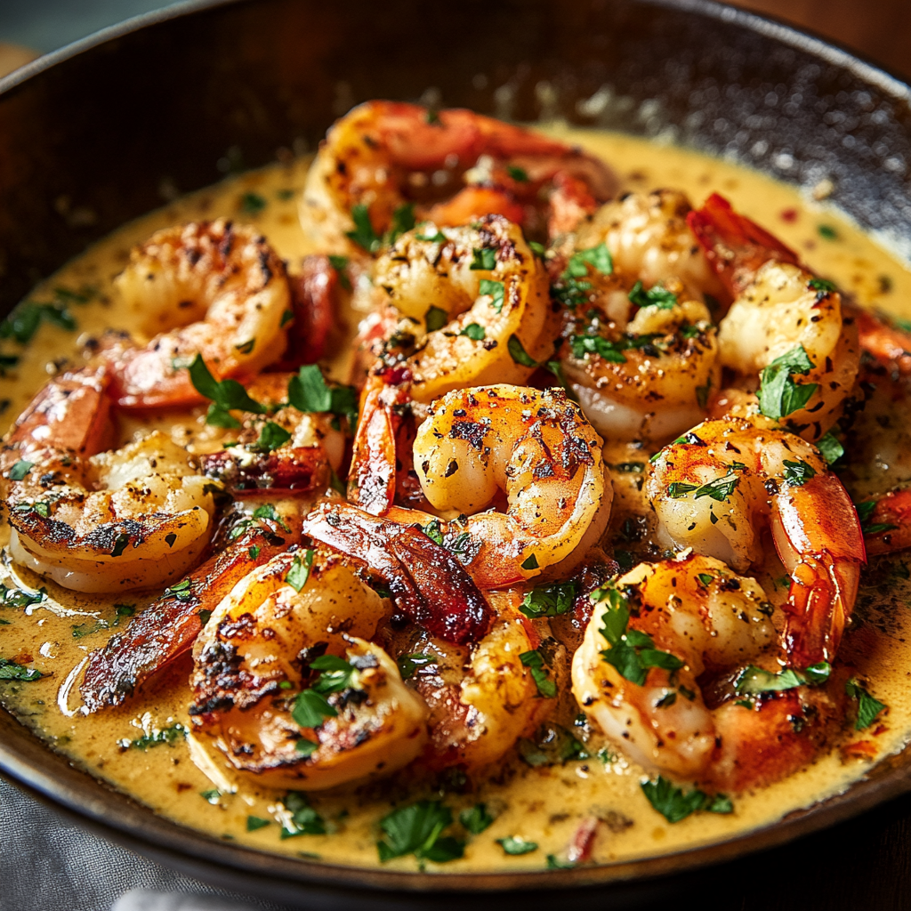 Recipe preparation for Creamy Tuscan Shrimp