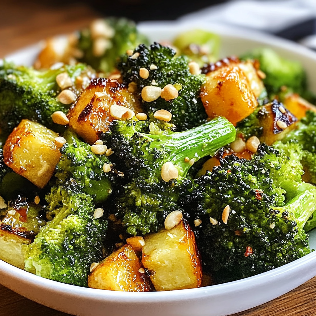 Recipe preparation for Garlic Roasted Vegetarian Broccoli