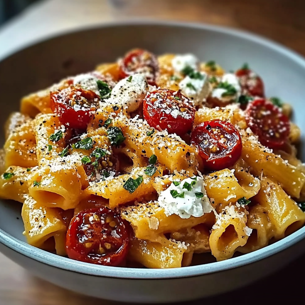 Recipe preparation for Roasted Tomato Garlic Pasta