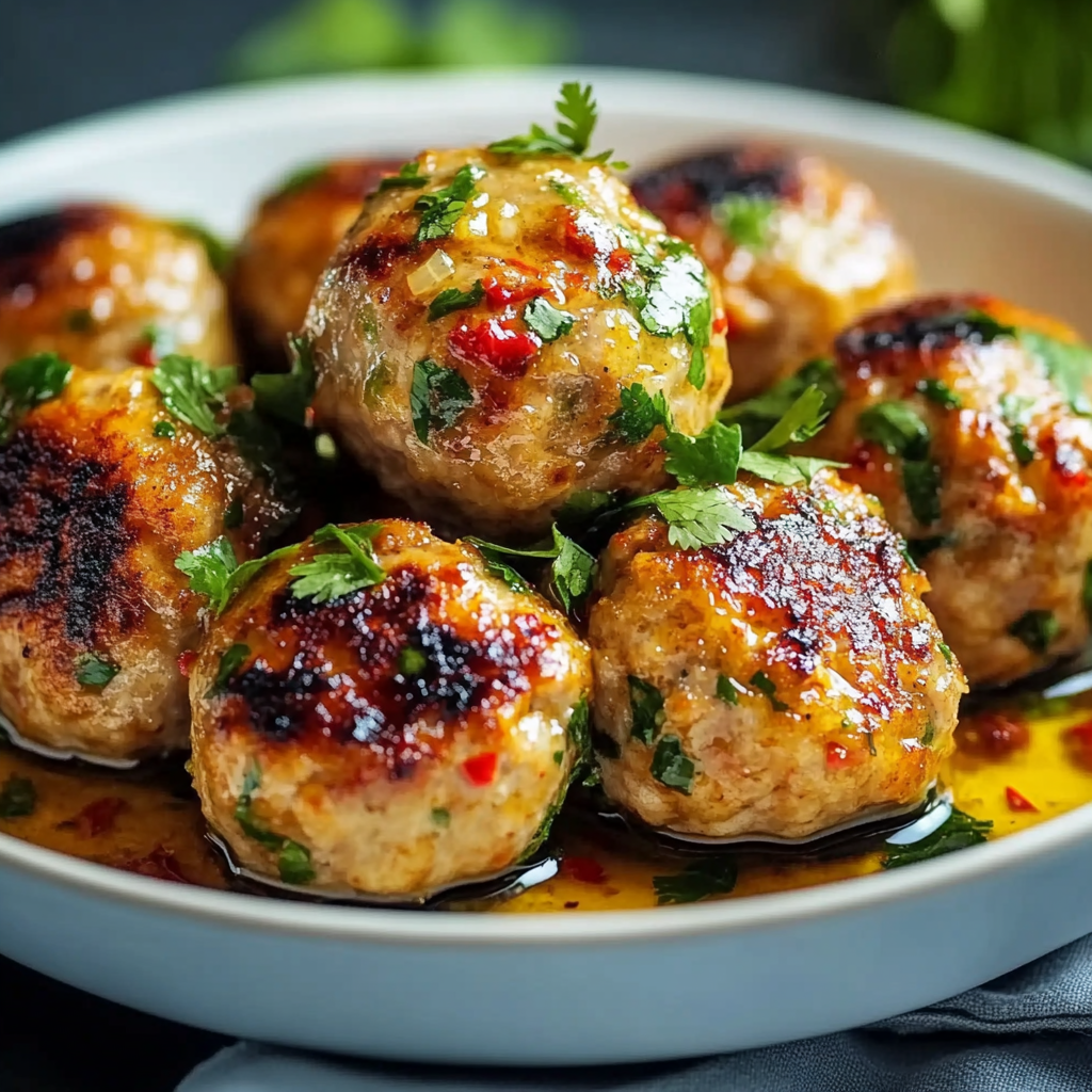 Recipe preparation for Easy Thai Baked Chicken Meatballs