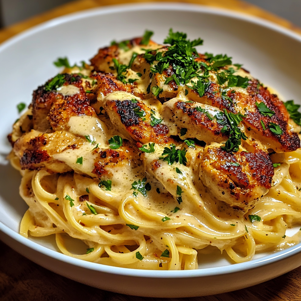 Recipe preparation for Creamy Cowboy Butter Chicken Linguine