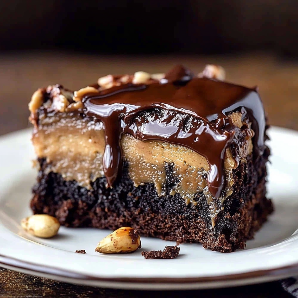 Recipe preparation for Gooey Chocolate Peanut Cake